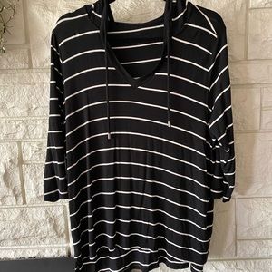 Striped Hooded Top